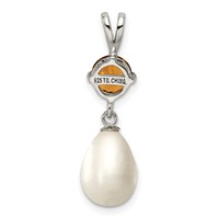 Sterling Silver Rhodium-plated 8-9mm White Teardrop Freshwater Cultured Pearl and.75CI Citrine Pendant view 4