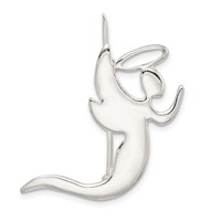 Sterling Silver Polished Angel Kneeling in Prayer Brooch Pin view 1