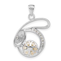 Sterling Silver Polished CZ & 8-9mm FW Cultured Pearl Rabbit Pendant view 4
