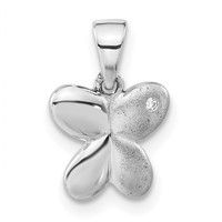 Sterling Silver Polished & Satin CZ Butterfly Pendant view 1
