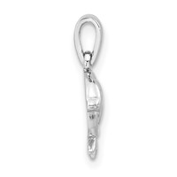Sterling Silver Polished Dolphin in Hoop Pendant view 2
