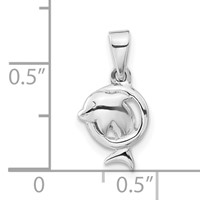 Sterling Silver Polished Dolphin in Hoop Pendant view 3