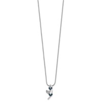 White Night Sterling Silver Rhodium-plated Polished Diamond Blue Diamond Slide Necklace with 2 Inch Extender, 18" view 2