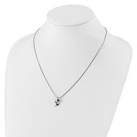White Night Sterling Silver Rhodium-plated Polished Diamond Blue Diamond Slide Necklace with 2 Inch Extender, 18" view 3