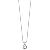 White Night Sterling Silver Rhodium-plated Blue and White Diamond Teardrop Necklace with 2 Inch Extender, 18" view 2