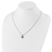 White Night Sterling Silver Rhodium-plated Blue and White Diamond Teardrop Necklace with 2 Inch Extender, 18" view 3
