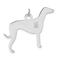 Sterling Silver Polished Engraveable Small Grey Hound Disc Charm view 3