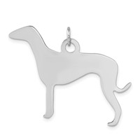 Sterling Silver Polished Engraveable Small Grey Hound Disc Charm view 1