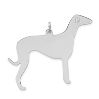Sterling Silver Polished Engraveable Medium Grey Hound Disc Charm view 3