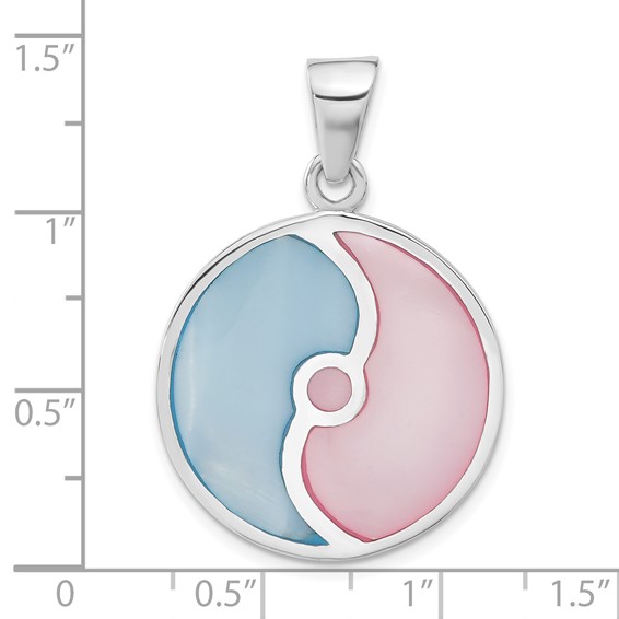 Sterling Silver Pink & Blue Mother of Pearl Circle Pendant