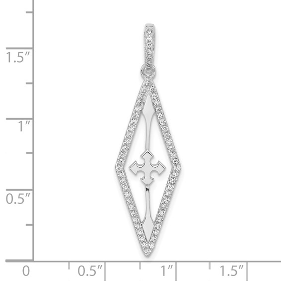 Pure Fire Sterling Silver Rhodium-plated Fancy CZ Pendant