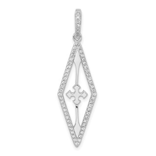Pure Fire Sterling Silver Rhodium-plated Fancy CZ Pendant