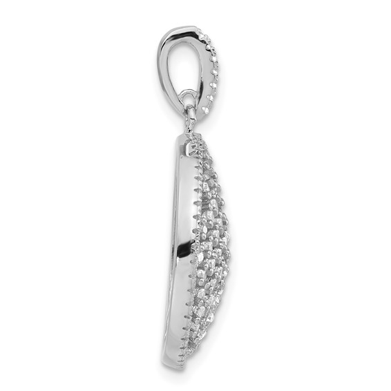 Pure Fire Sterling Silver Rhodium-plated Polished CZ Circle Pendant