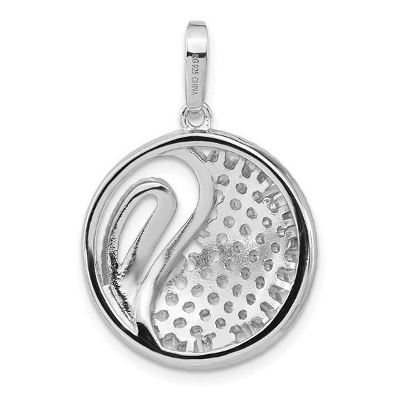 Pure Fire Sterling Silver Rhodium-plated Polished CZ Circle Pendant