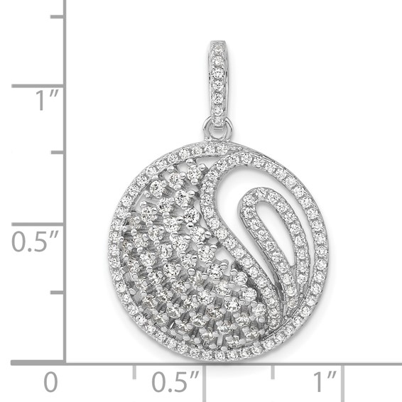 Pure Fire Sterling Silver Rhodium-plated Polished CZ Circle Pendant