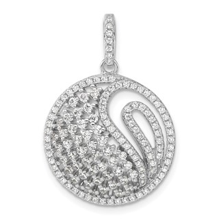 Pure Fire Sterling Silver Rhodium-plated Polished CZ Circle Pendant