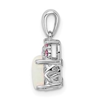 Sterling Silver Rhod-plate Dia. Cr.Pink Sapp. Simulated Opal Pendant view 2