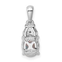 Sterling Silver Rhod-plate Dia. Cr.Pink Sapp. Simulated Opal Pendant view 3