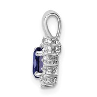 Sterling Silver Rhodium-plated CZ Lab Cr Sapphire Pendant view 2