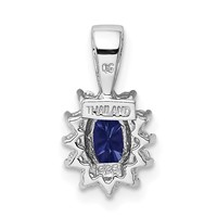 Sterling Silver Rhodium-plated CZ Lab Cr Sapphire Pendant view 3