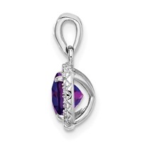 Sterling Silver RH Plated Amethyst and Created White Sapphire Pendant view 2