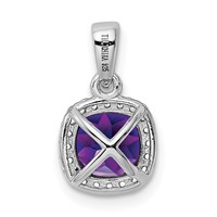 Sterling Silver RH Plated Amethyst and Created White Sapphire Pendant view 3