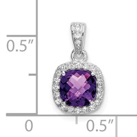 Sterling Silver RH Plated Amethyst and Created White Sapphire Pendant view 4