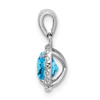 Sterling Silver Rhod-plate 1.05 Bl Topaz Creat. Wht Sapphire Pendant view 2