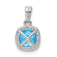 Sterling Silver Rhod-plate 1.05 Bl Topaz Creat. Wht Sapphire Pendant view 3