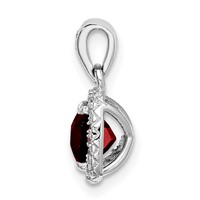 Sterling Silver Rhod-plate 1.05Garnet Creat. White Sapphire Pendant view 2