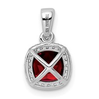 Sterling Silver Rhod-plate 1.05Garnet Creat. White Sapphire Pendant view 3