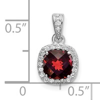 Sterling Silver Rhod-plate 1.05Garnet Creat. White Sapphire Pendant view 4