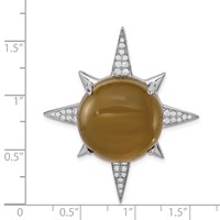 Sterling Silver Rhodium-plated Brown Glass & CZ Sunburst Chain Slide view 3
