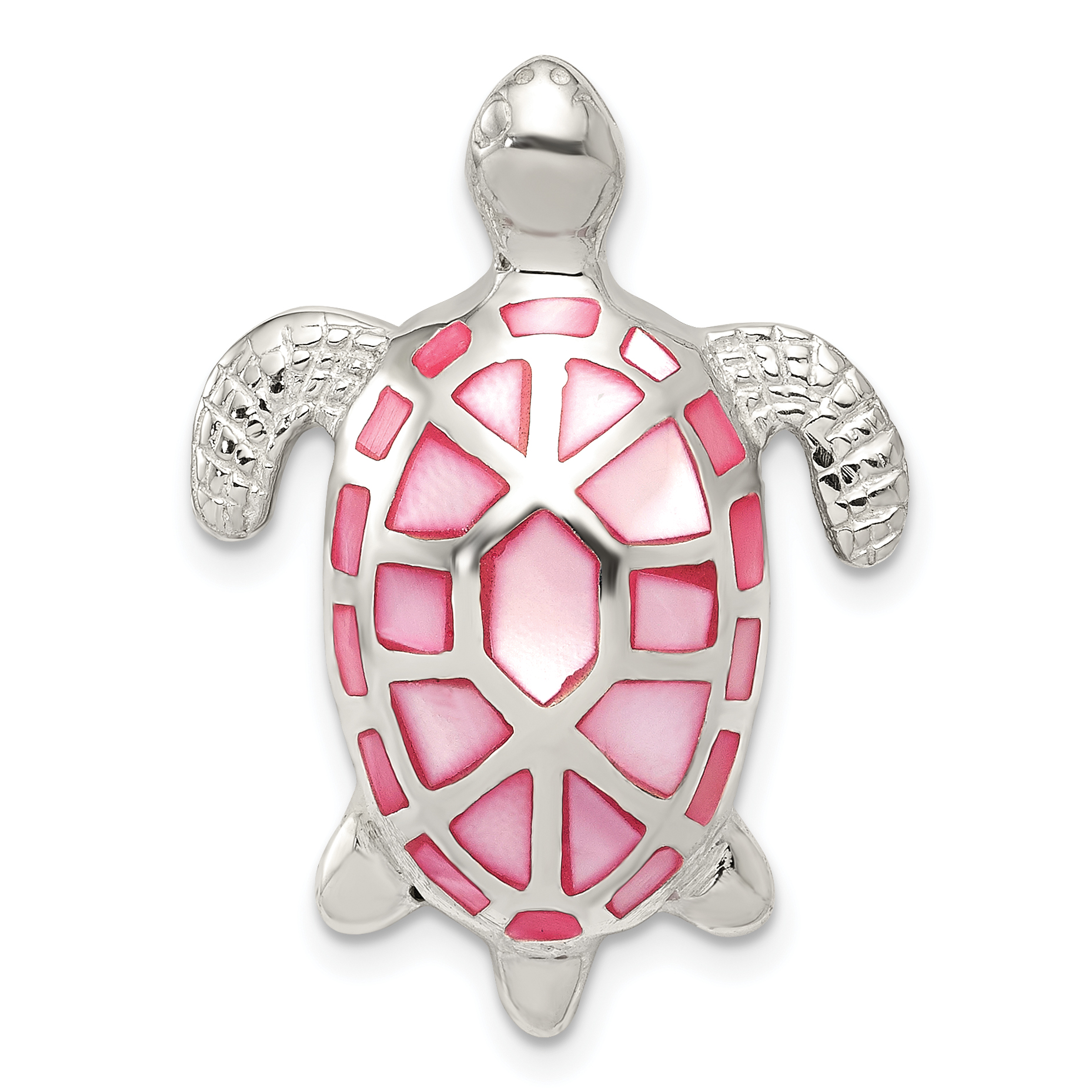 Sterling Silver Pink Mother of Pearl Turtle Slide (QP484)