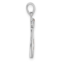 Sterling Silver Rhodium-plated Enameled CZ Giraffe Pendant view 2