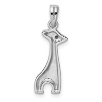 Sterling Silver Rhodium-plated Enameled CZ Giraffe Pendant view 3