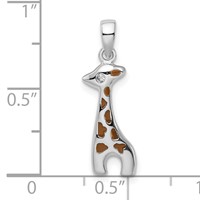 Sterling Silver Rhodium-plated Enameled CZ Giraffe Pendant view 4