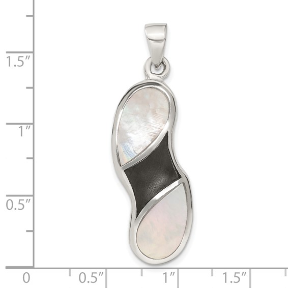 Sterling Silver Onyx and Mother of Pearl Pendant