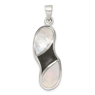 Sterling Silver Onyx and Mother of Pearl Pendant