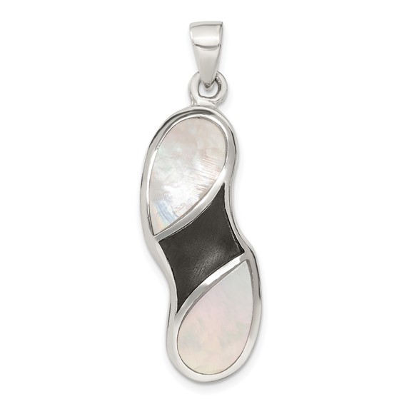 Sterling Silver Onyx and Mother of Pearl Pendant