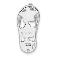 Sterling Silver Rhodium-plated Blue Lab Created Opal Flowers 3-D Flip-Flop Chain Slide view 3