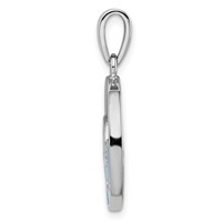 Sterling Silver Rhodium-plated Blue Created Opal Wave Pendant view 2