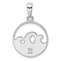 Sterling Silver Rhodium-plated Blue Created Opal Wave Pendant view 3
