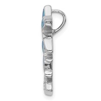 Sterling Silver Rhodium-plated Blue Inlay Created Opal Palm Tree Slide view 2