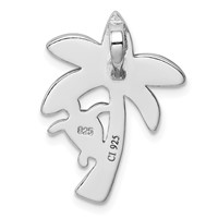 Sterling Silver Rhodium-plated Blue Inlay Created Opal Palm Tree Slide view 3