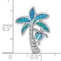 Sterling Silver Rhodium-plated Blue Inlay Created Opal Palm Tree Slide view 4