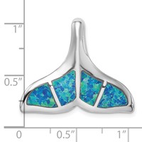 Sterling Silver Rhodium-plated Blue Inlay Created Opal Whale Tail Slide view 4