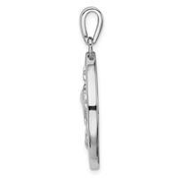 Sterling Silver Rhodium-plated Blue Created Opal Dolphins Pendant view 2