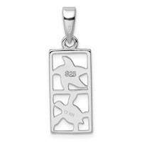 Sterling Silver Rhodium-plated Polished Blue Created Opal Starfish and Turtle Rectangle Pendant view 3