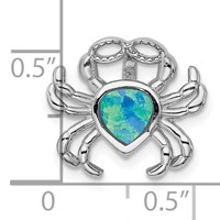 Sterling Silver Rhodium-plated Blue Inlay Created Opal Crab Slide view 4